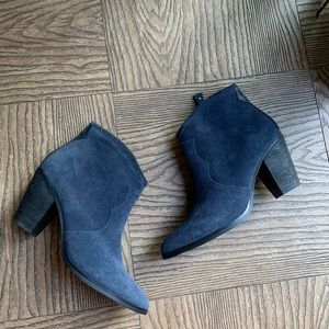 Navy Suede Heel Booties